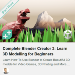A screenshot of the title image and description of the course "Complete Blender Creator 3"